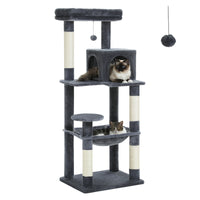 Arbre à Chat Gris avec Double Niche et Hamac