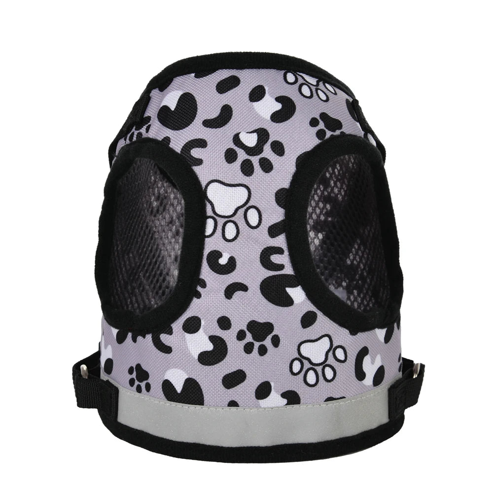 Leopard Print Dog Vest Harness No Pull Breathable Reflective Chest Strap For Small Dogs Cat Outdoor Walking Puppy Pug Supplies