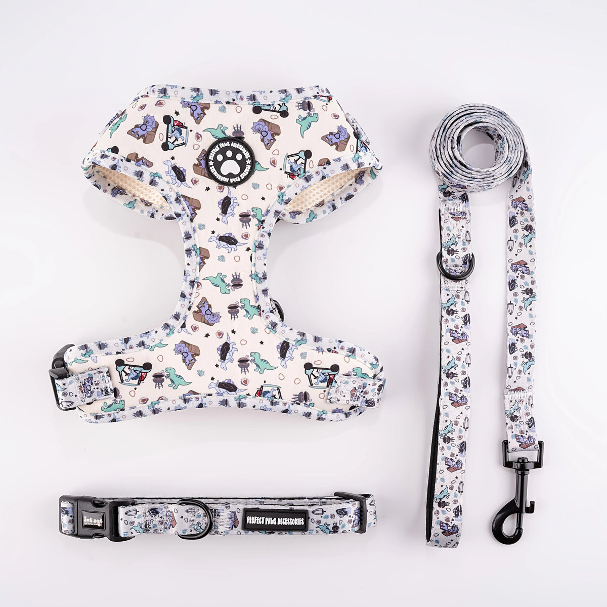 Breathable Adjustable Knit Fabric Dog Harness and Leash Set-All-Season Chest Vest with Press Buckle-for Small,Medium,Large Breed