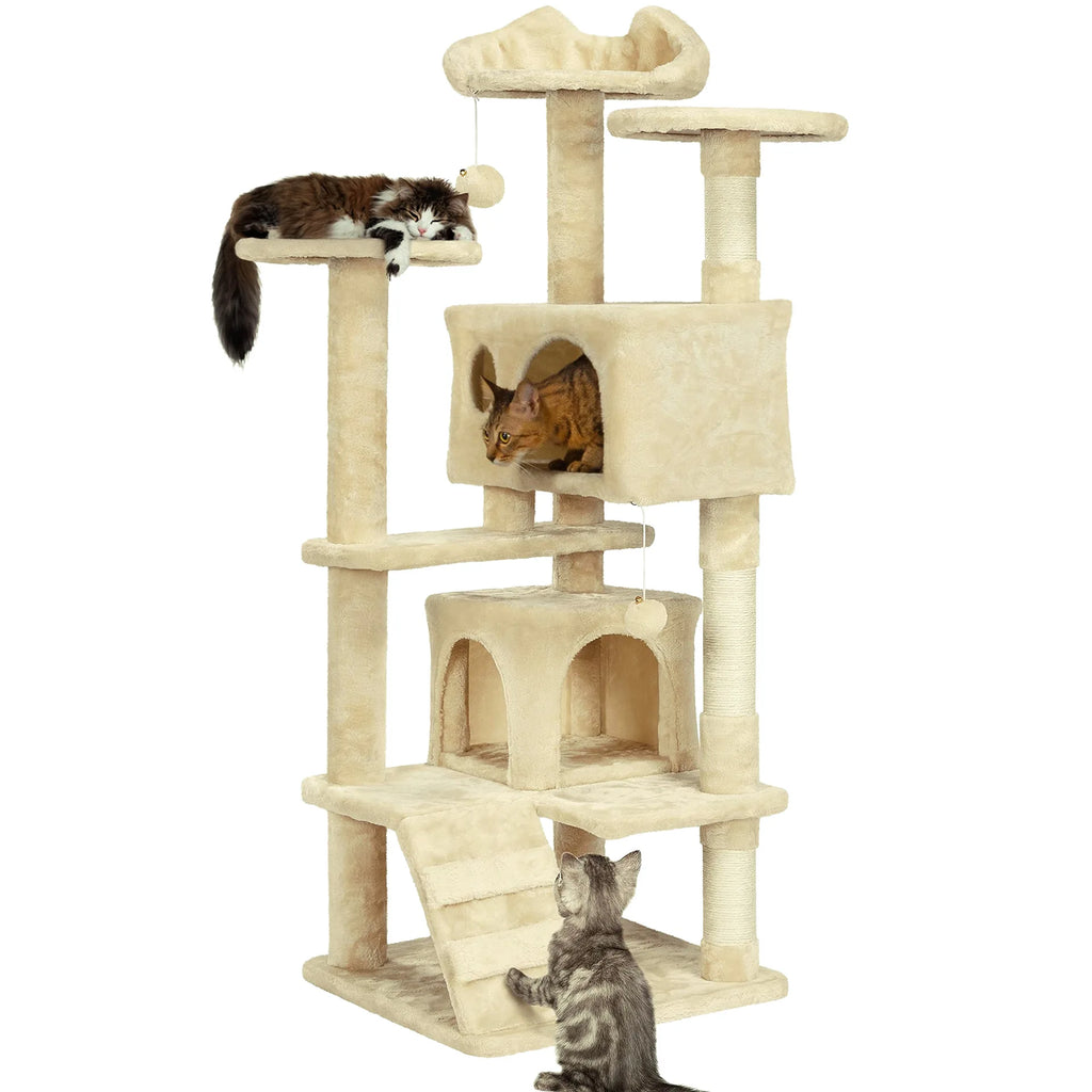 Grand Arbre à Chat avec Deux Niches et Rampe
