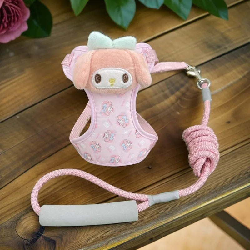 Anime Sanrio New Pochacco Traction Rope Break Free From Vest Small Cat Strap Rope Adjustable Dog Walking Leash Cartoon Kawaii