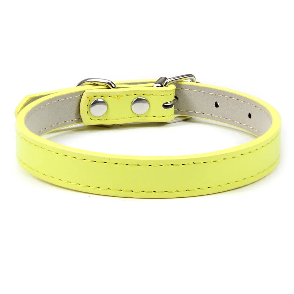 Soft Leather Solid Dog Collar Adjustable Puppy Neck Strap Safe Collars for Small Medium Big Dog Kitten Necklace Cat Accessories
