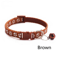 Pet Collar With Bell Cartoon Footprint Colorful Dog Puppy Cat Accessories Kitten Collar Adjustable Safety Bell Ring Necklace Pet