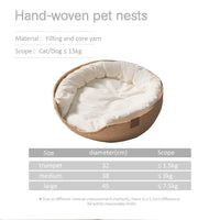 Bamboo Weaving Cat Bed Sofa House - Eco-Friendly Warm Pet Nest for Indoor Cats, Small Medium Cat Furniture Pet Sleeping Supplies