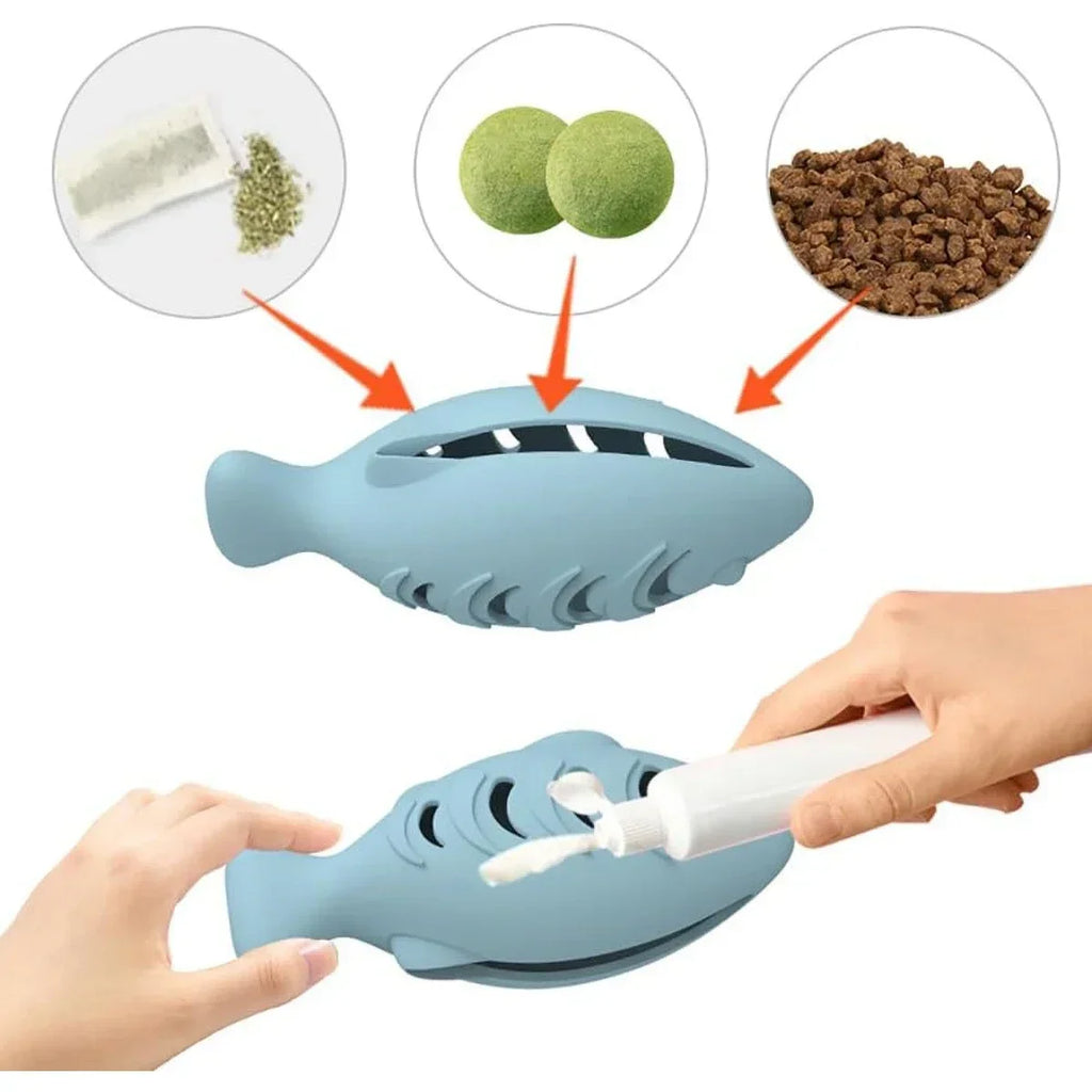 Jouet pour Chat Distributeur Herbe à Chat Forme Poisson