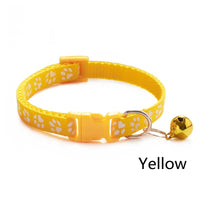 Pet Collar With Bell Cartoon Footprint Colorful Dog Puppy Cat Accessories Kitten Collar Adjustable Safety Bell Ring Necklace Pet