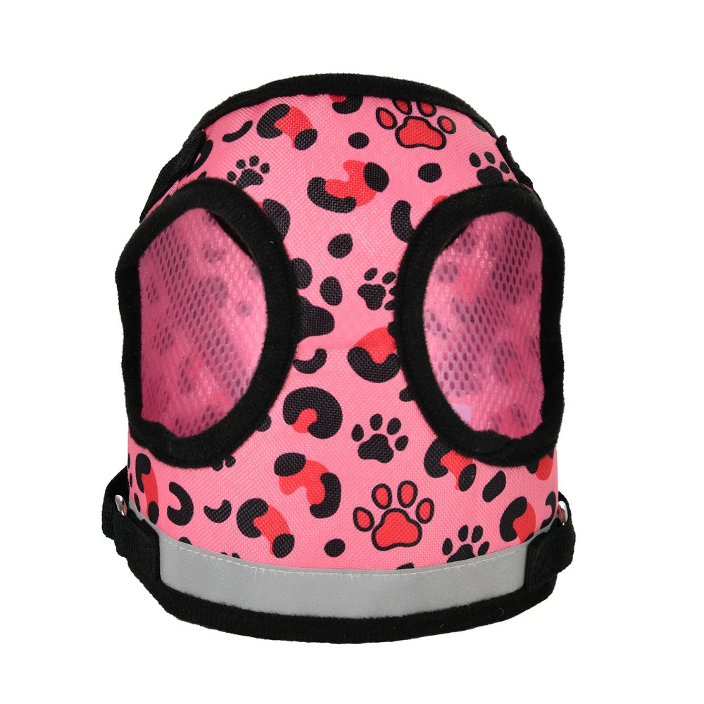 Leopard Print Dog Vest Harness No Pull Breathable Reflective Chest Strap For Small Dogs Cat Outdoor Walking Puppy Pug Supplies
