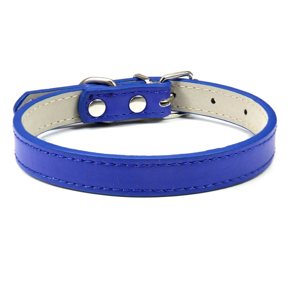 Soft Leather Solid Dog Collar Adjustable Puppy Neck Strap Safe Collars for Small Medium Big Dog Kitten Necklace Cat Accessories