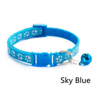 Pet Collar With Bell Cartoon Footprint Colorful Dog Puppy Cat Accessories Kitten Collar Adjustable Safety Bell Ring Necklace Pet