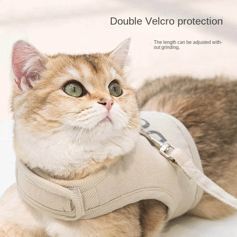 Cat Traction Rope Anti-breakaway Cat Harness  Four-season Breathable Pet Harness  Cat Leash Dog Leash for Outdoor Walking