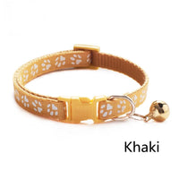 Pet Collar With Bell Cartoon Footprint Colorful Dog Puppy Cat Accessories Kitten Collar Adjustable Safety Bell Ring Necklace Pet