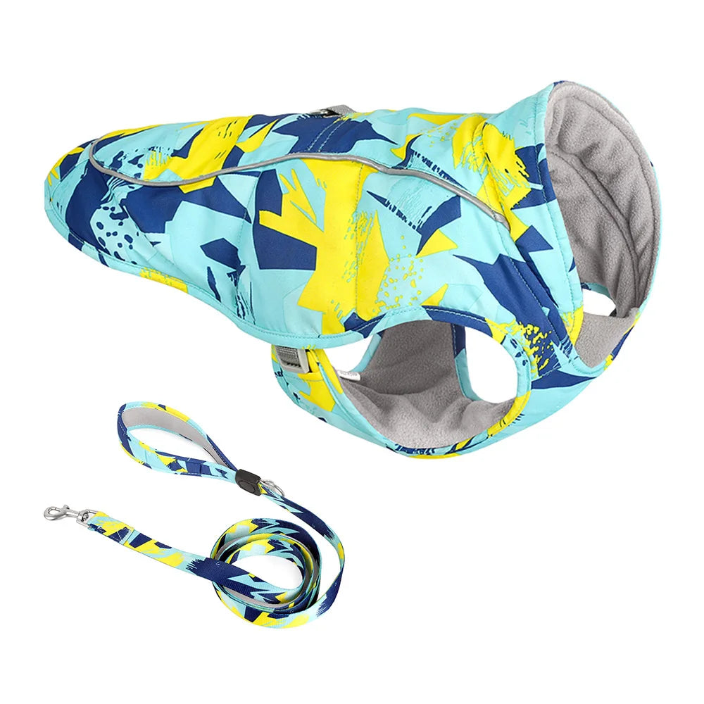 2022 New Winter Pet Dog Jacket Vest Harness Waterproof Reflective Dogs Clothing Coat Warm Outfits Pet Clothes Vest with Leash